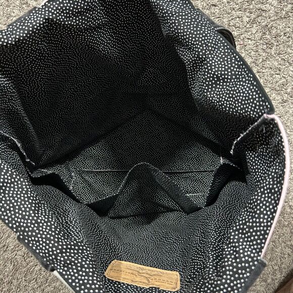 Handmade Bag Patchwork Denim Black Pink Vintage Recycled 12.5x6x15.5 - Picture 10 of 10